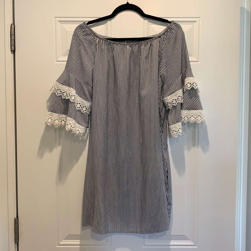 Blushing Heart off the shoulder dress with pockets
